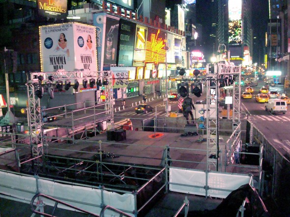 Stage construction at New Year's Eve