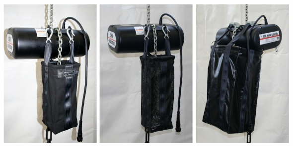 Chain bags made of (L - R) cordura, mesh and vinyl
