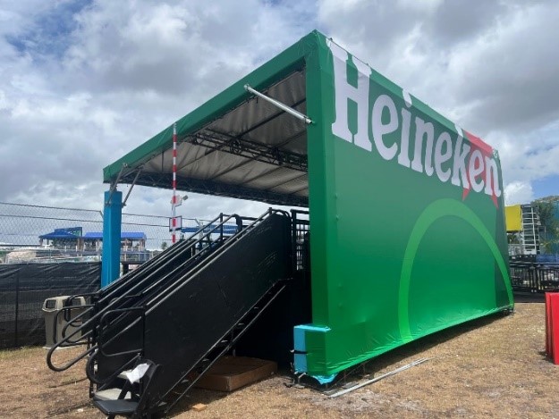 Side view of the Heineken VIP Viewing Area at the F1 Miami Grand Prix