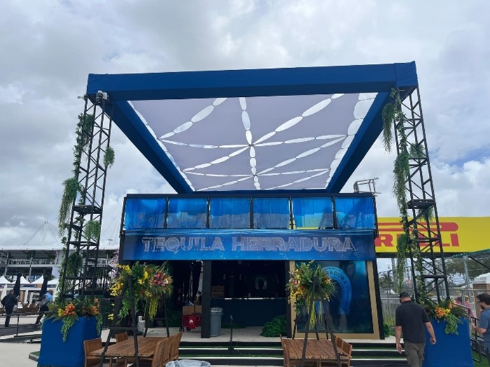 Front view of the Herradura Tequila Mezzanine at Miami International Autodrom for the F1 Miami Grand Prix